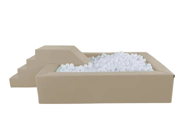 Steps with Slide for Ball Pits – 45 cm Height, Eco-Leather