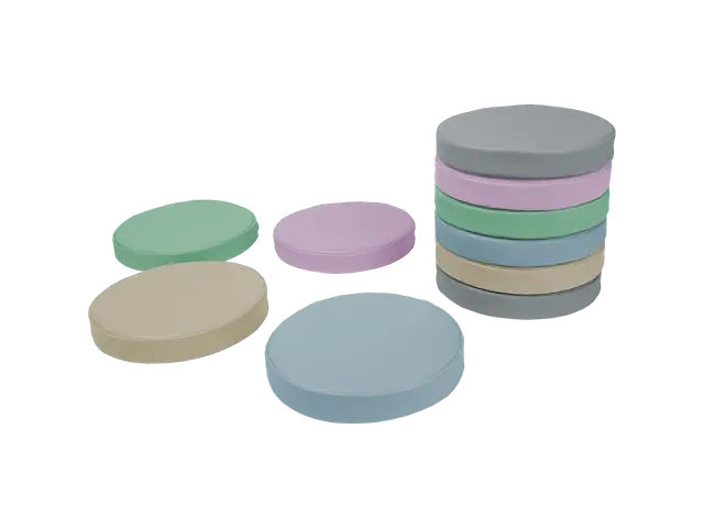 Set of Foam Seating Cushions - Round Pastel Cushions 30x5cm - 10 pcs.