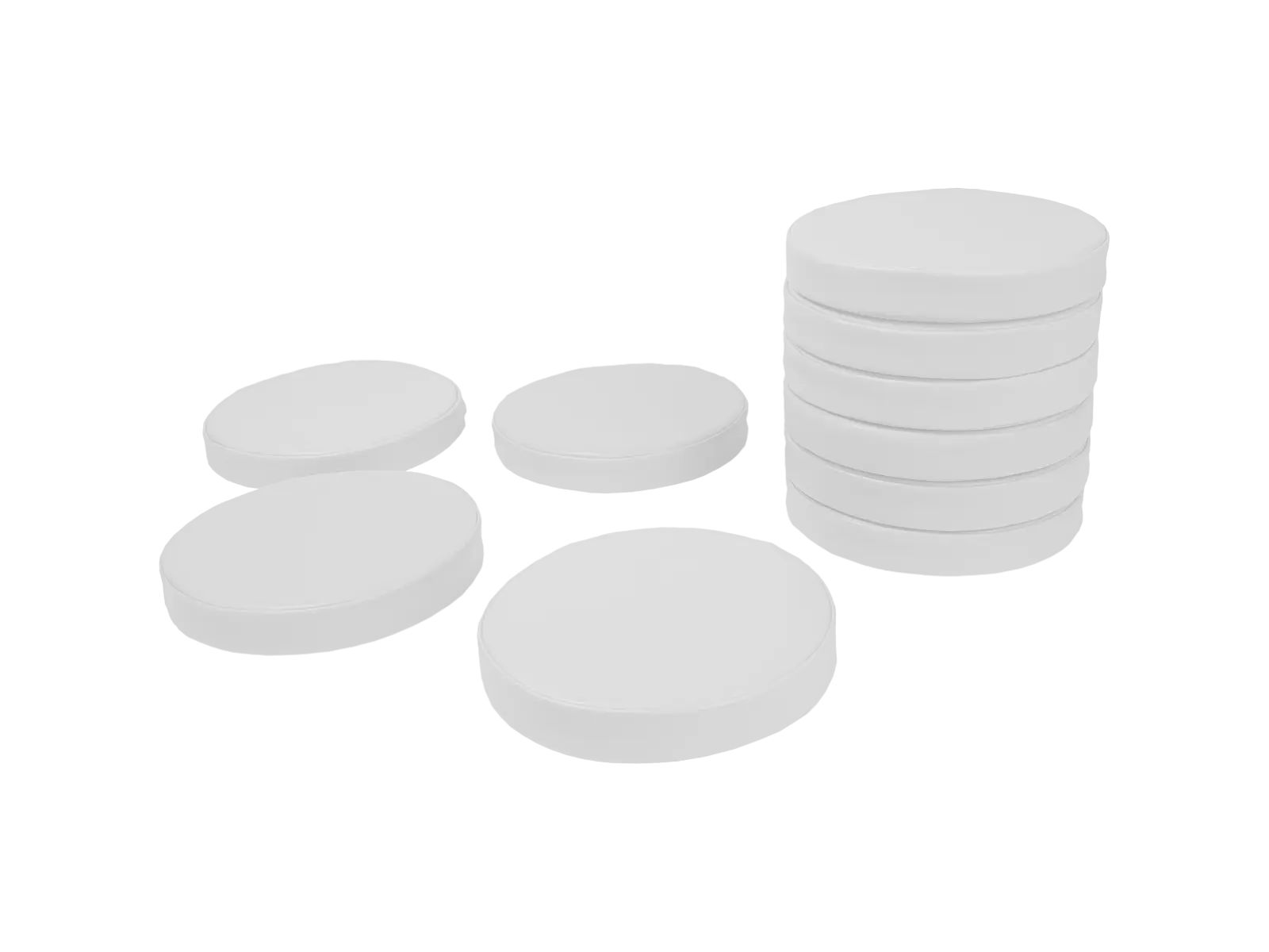 Set of White Foam Seating Cushions - Round Cushions 35x5cm - 10 pcs.